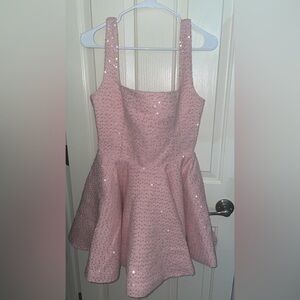 Pink Fit and Flare Mini Dress for Prom